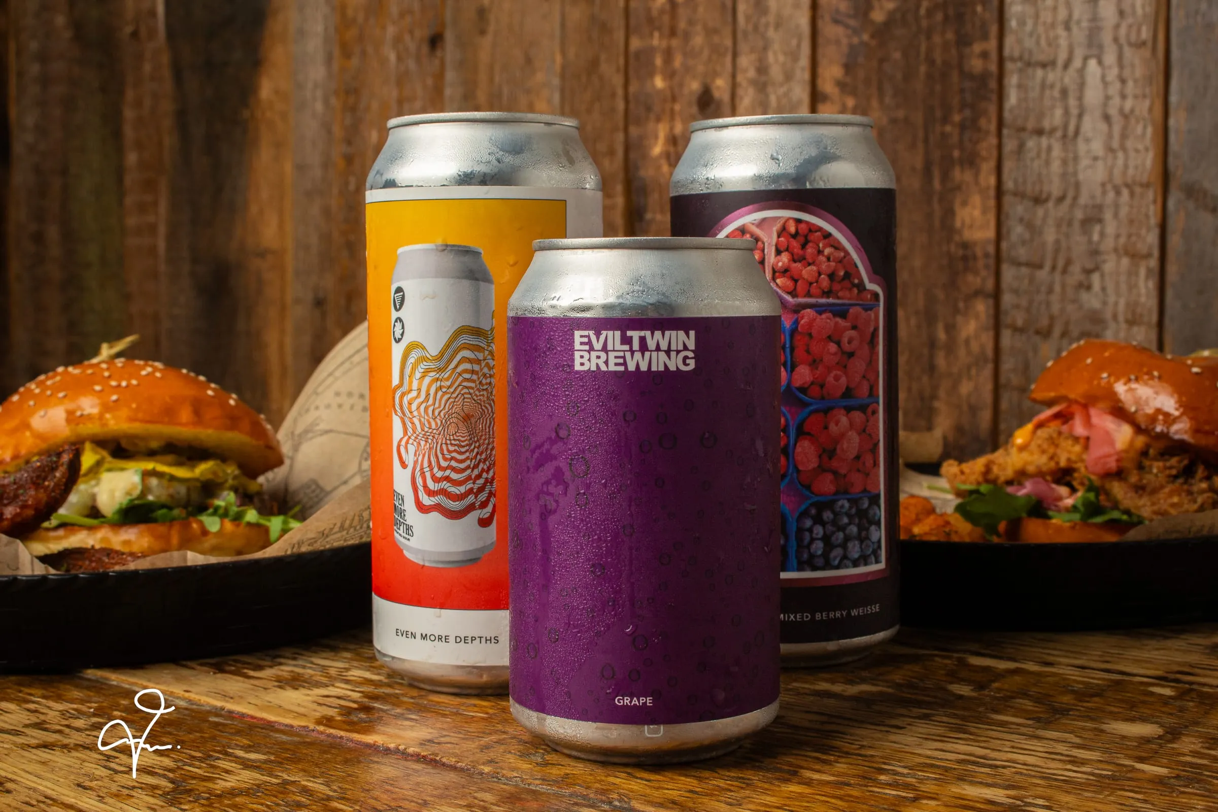 A few of the rotating craft cans behind the bar
