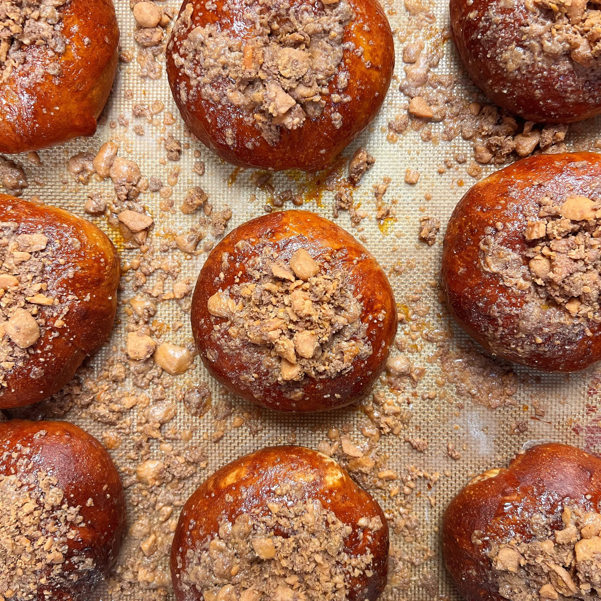 House-baked PB&J bagels out of the oven